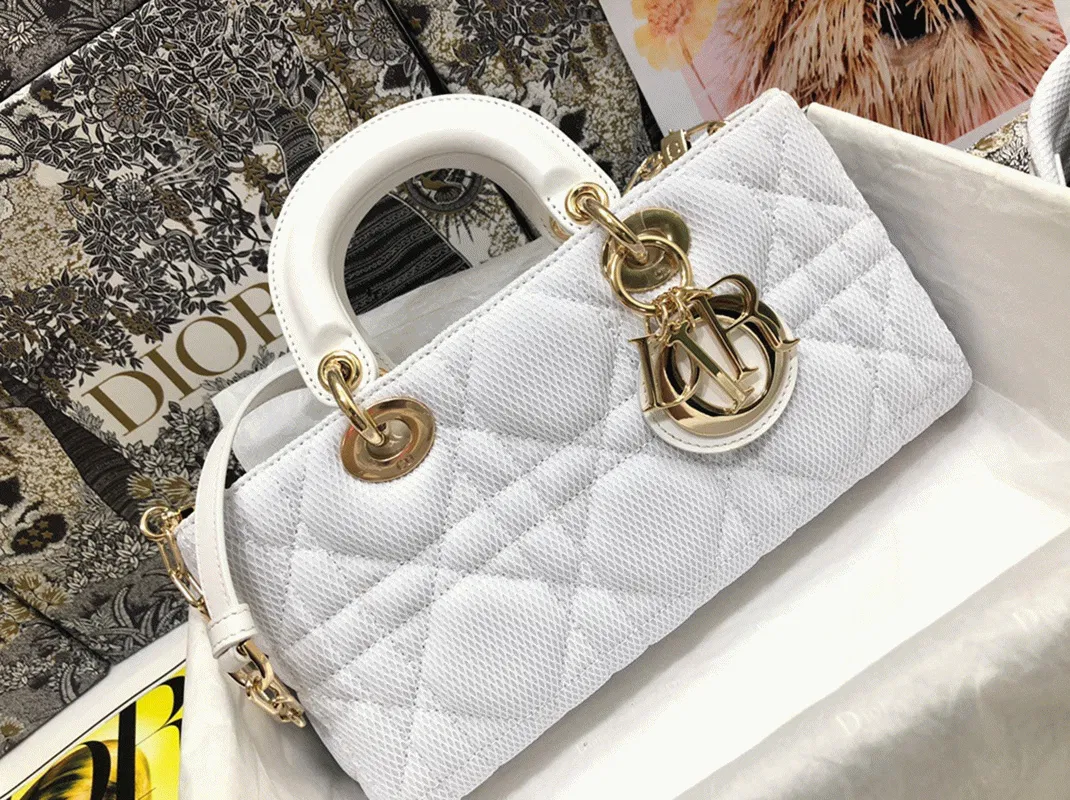 Dior Lady D-Joy Medium Bag in White Macrocannage Technical Fabric — image 7
