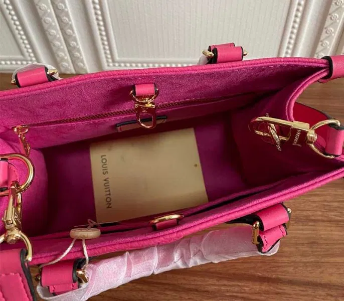 Louis Vuitton Monogram Empreinte Leather Onthego PM Bag In Freesia Pink — image 7