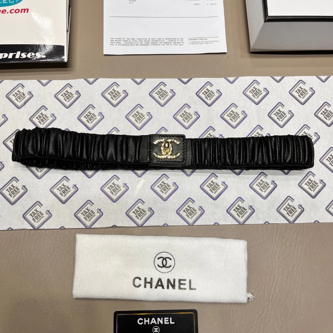 Lambskin Ruched CC Belt — image 6
