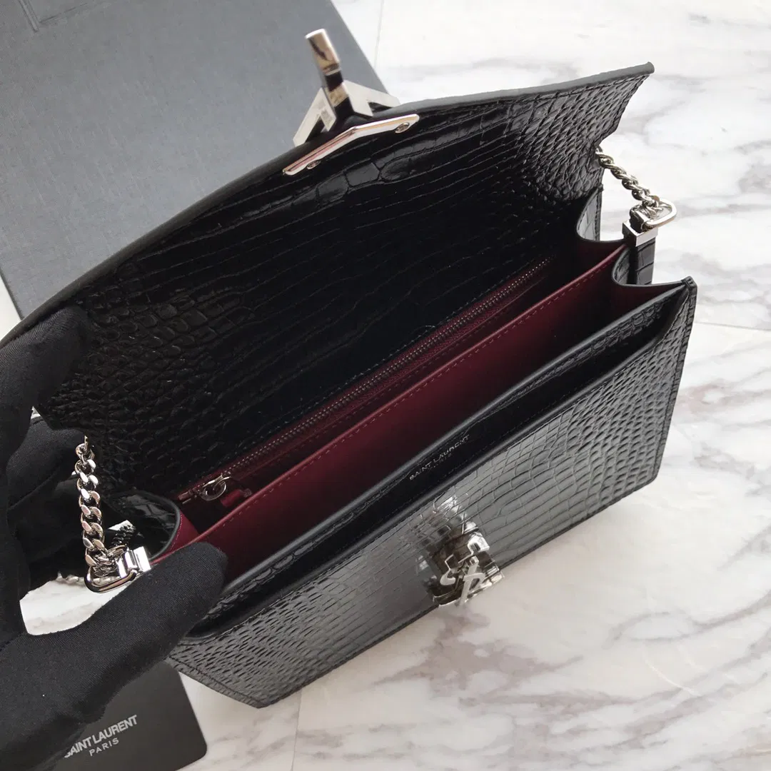 CASSANDRA MONOGRAM CLASP BAG IN CROCODILE EMBOSSED SHINY LEATHER — image 9
