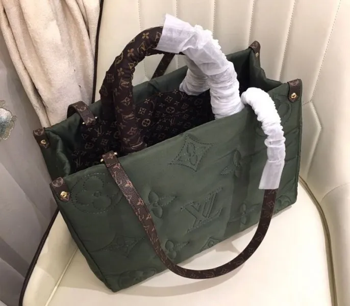 Louis Vuitton Econyl Regenerated Nylon Onthego GM Tote In Khaki Green — image 4