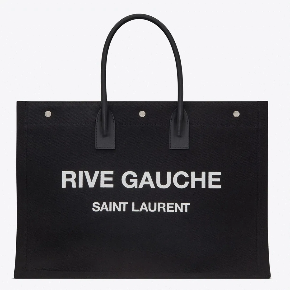 Saint Laurent Rive Gauche Tote Bag Black Linen and Leather