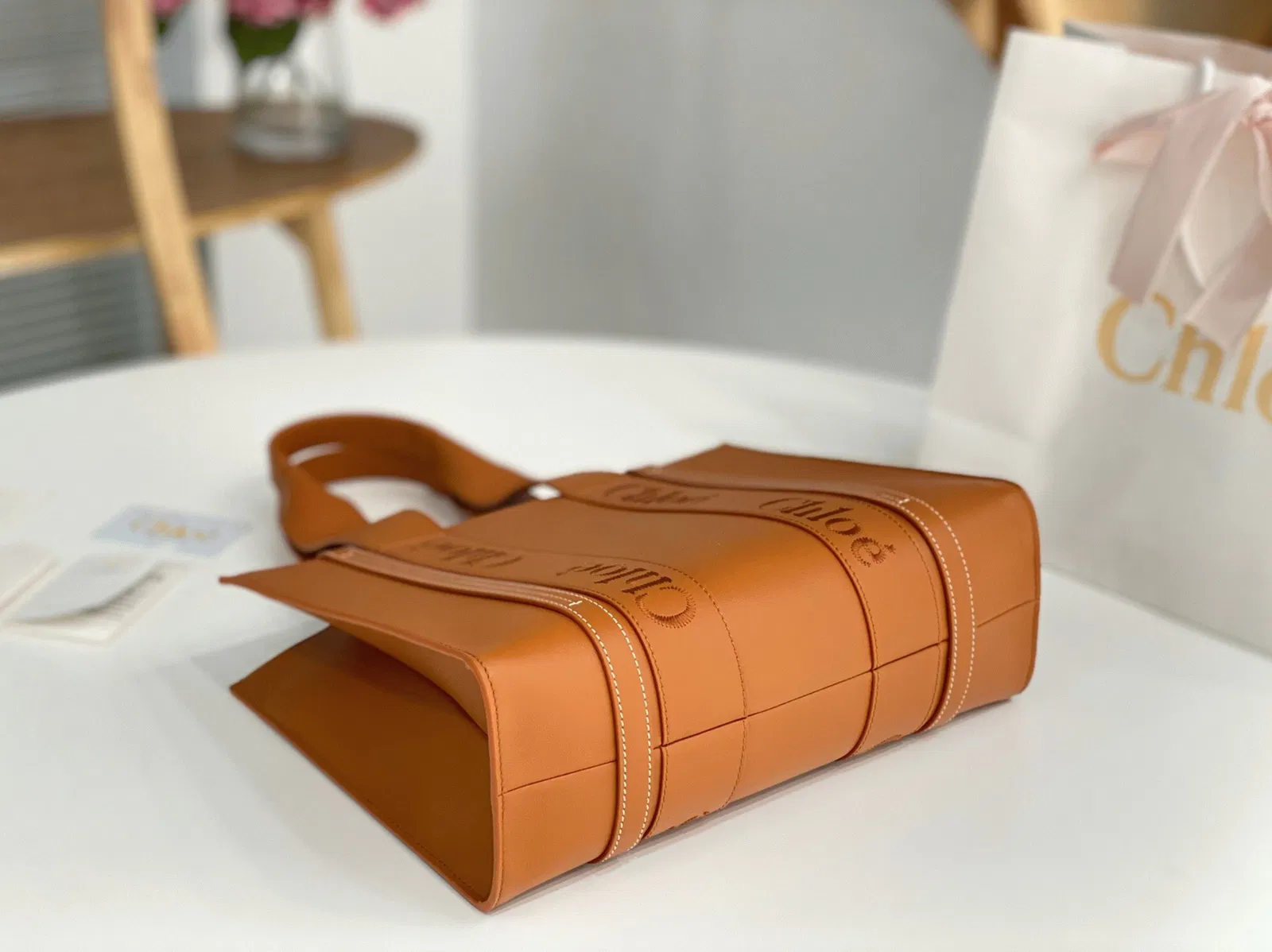 Top Quality Chloe Woody Medium Tote Bag In Brown Calfskin — image 2