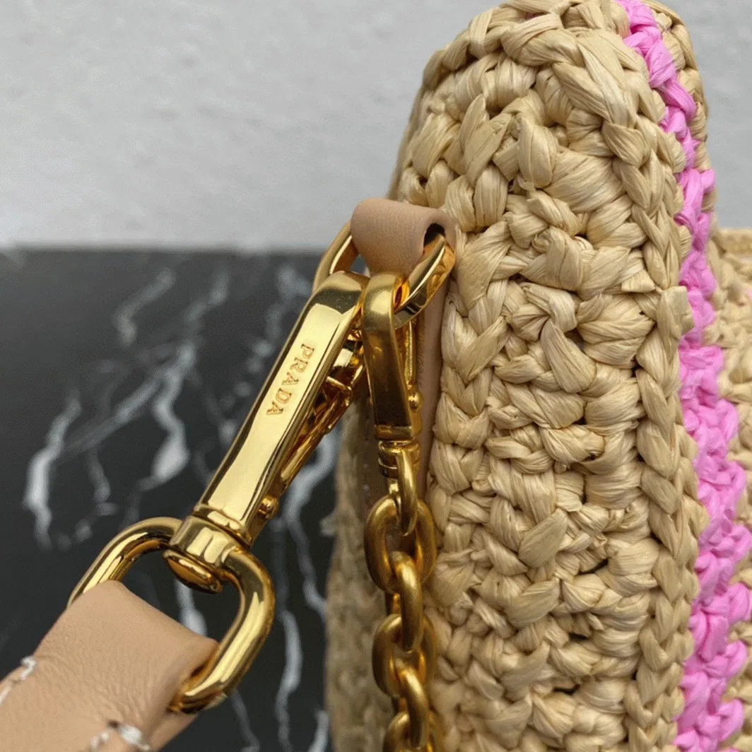 Prada Re-Edition Bag Knockoff in Beige and Pink Stripe — image 2