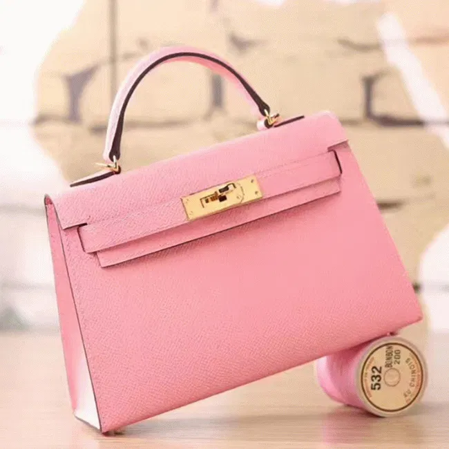 Pink Epsom Hermes Kelly 20cm Graceful Bag