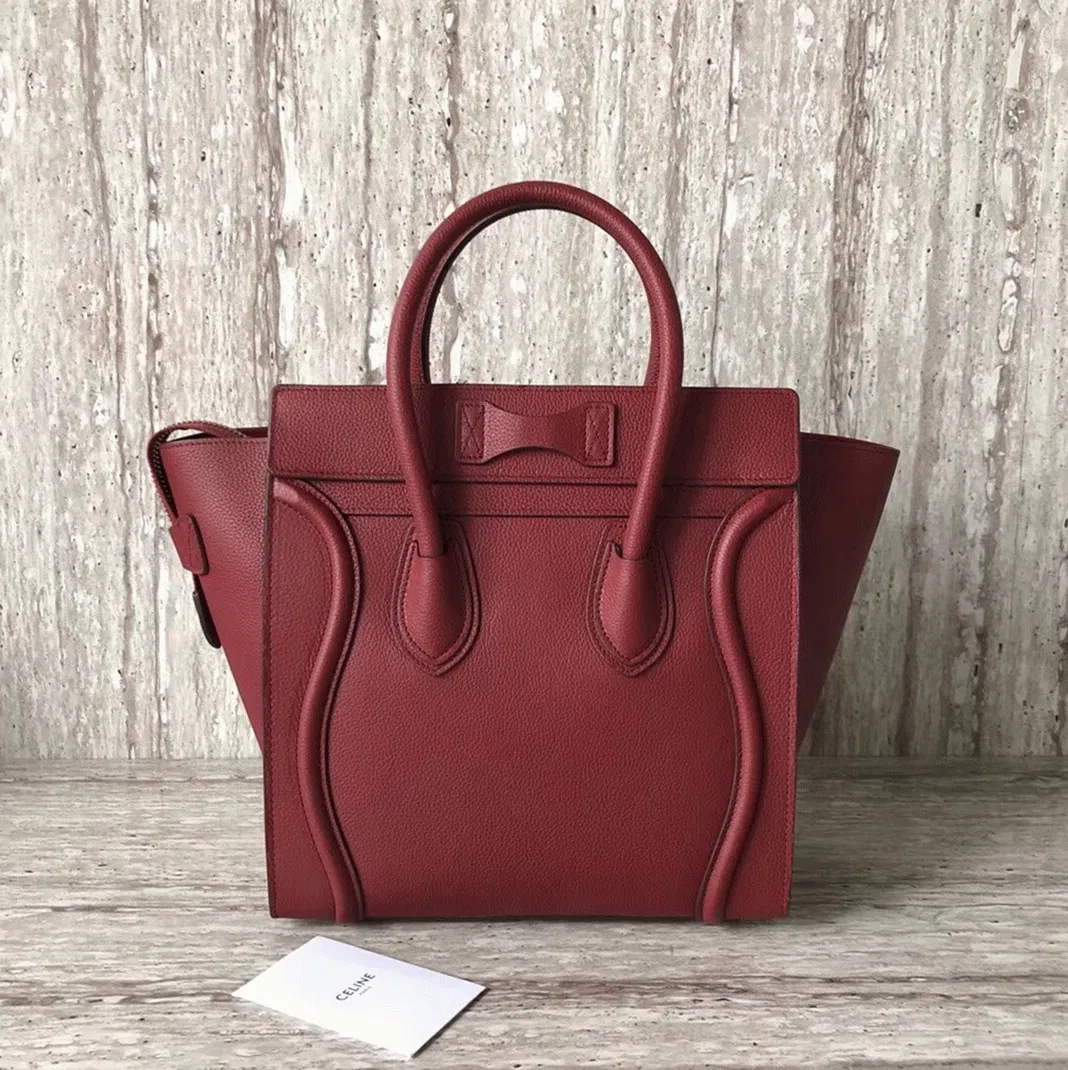 Celine Micro Luggage Tote Bag Knockoff in Dark Red — image 7