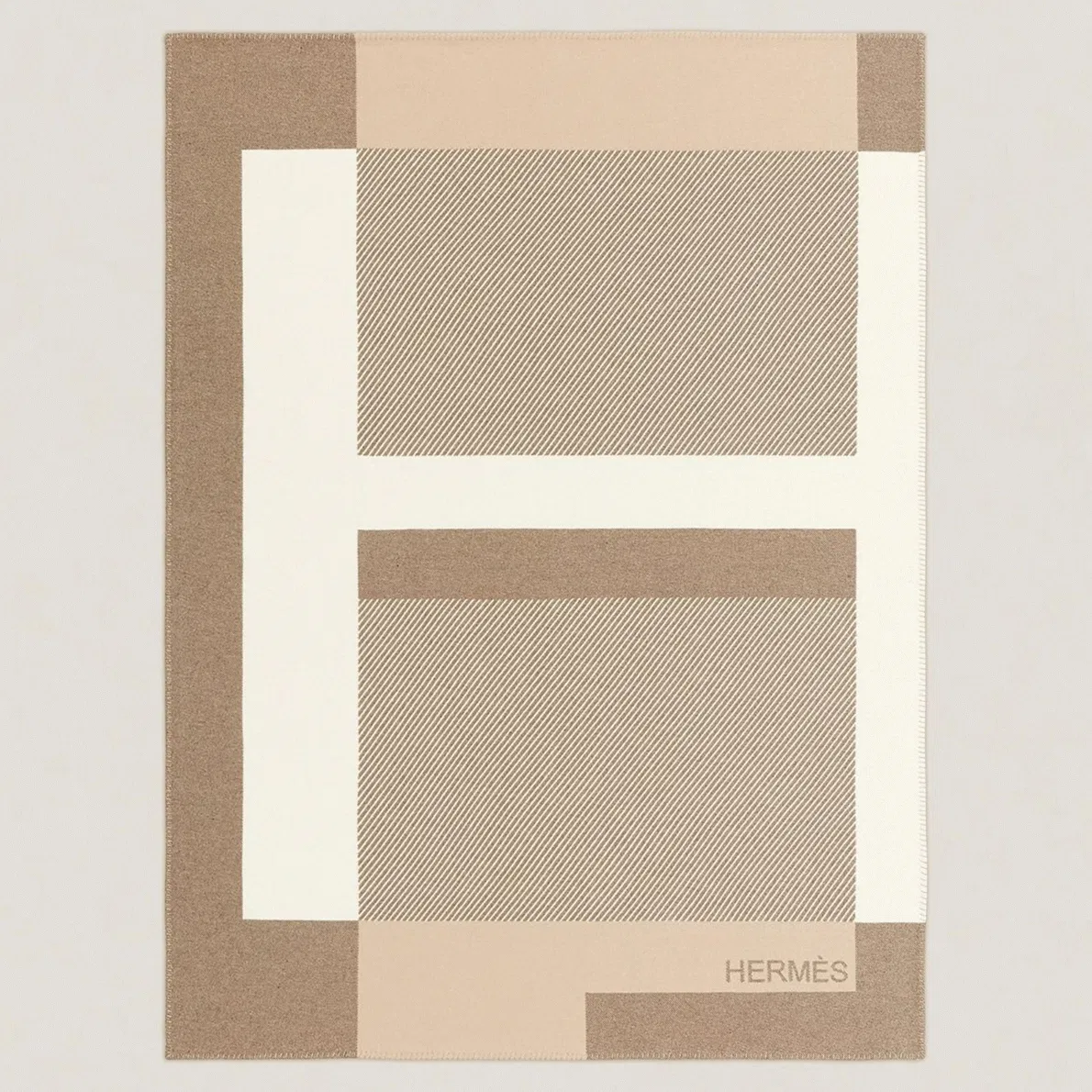 Best Hermes H Riviera blanket in beige wool and cashmere — image 11