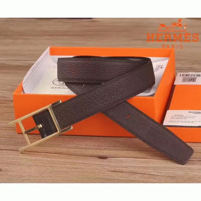 Hermes Quentin chocolate reversible belt