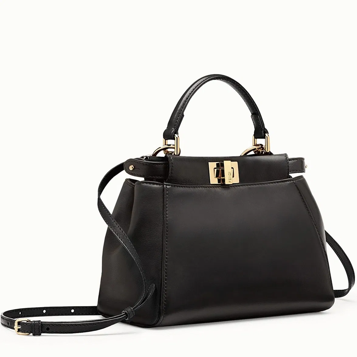 Top Quality Fendi Peekaboo Mini Bag In Black Nappa Leather