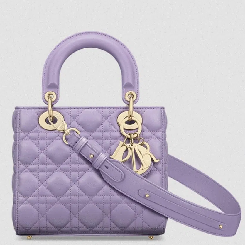 Dior Small Lady Dior Bag in Lilas Lambskin with Resin Charms