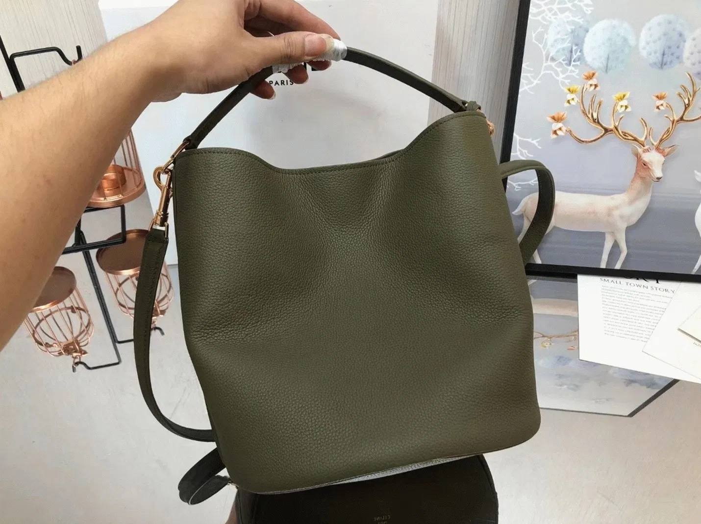 Top Quality Celine Bucket 16 Bag In Dark Olive — image 9