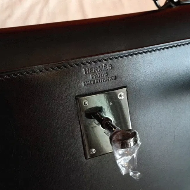 So Black Imitation Hermes Kelly Retourne 32cm French Style Bag — image 4