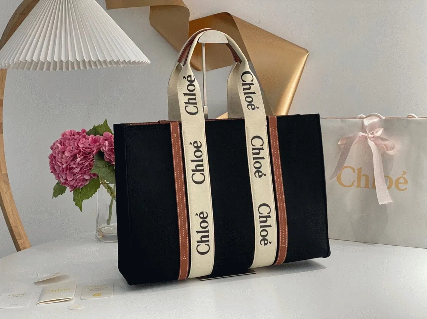 Top Quality Chloe Large Woody Tote Bag In Black Felt — image 3