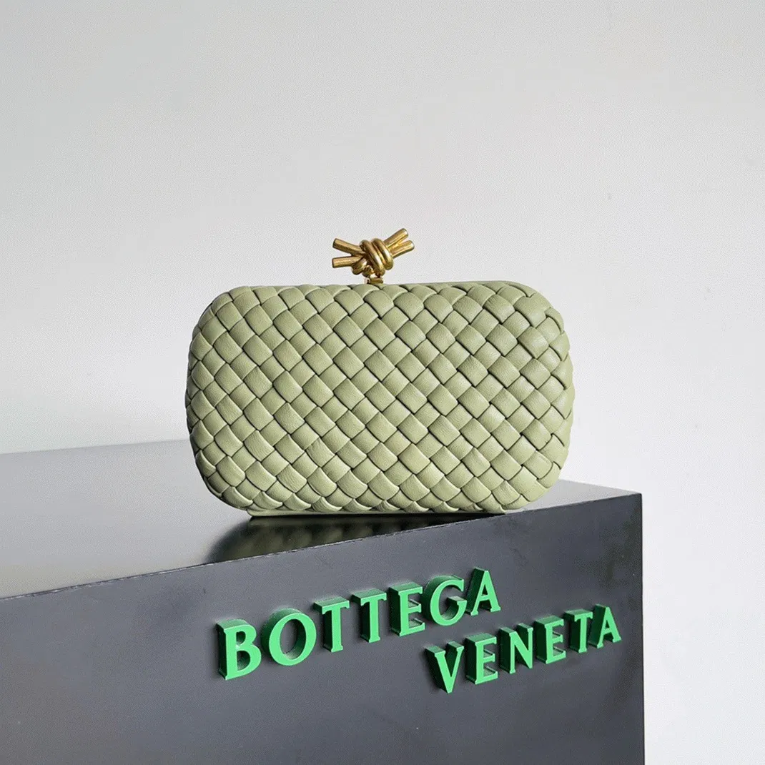 Bottega Veneta Knot Minaudiere Clutch Travertine