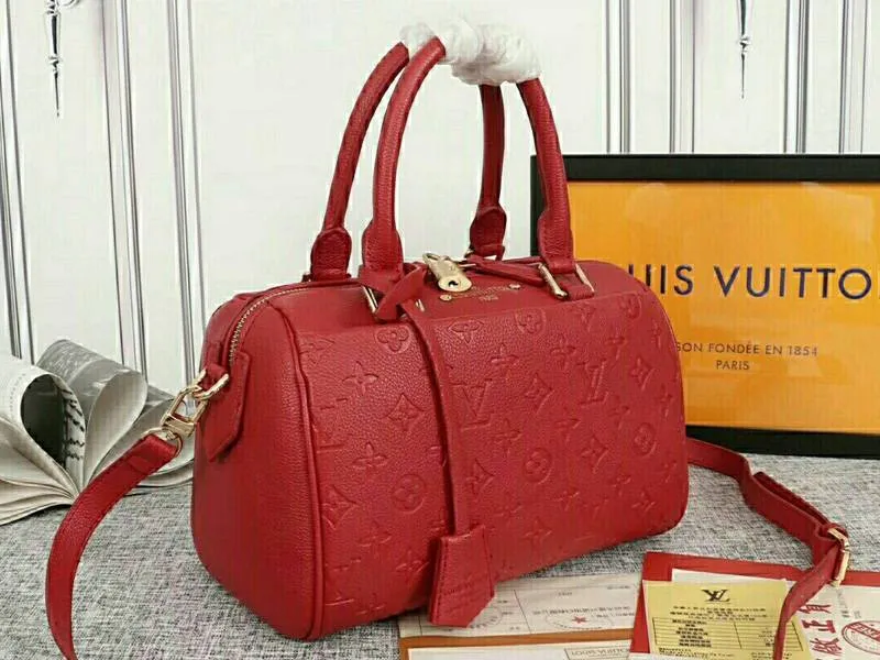 Louis Vuitton Monogram Empreinte Speedy Bandouliere 25 Handbag In Red — image 2