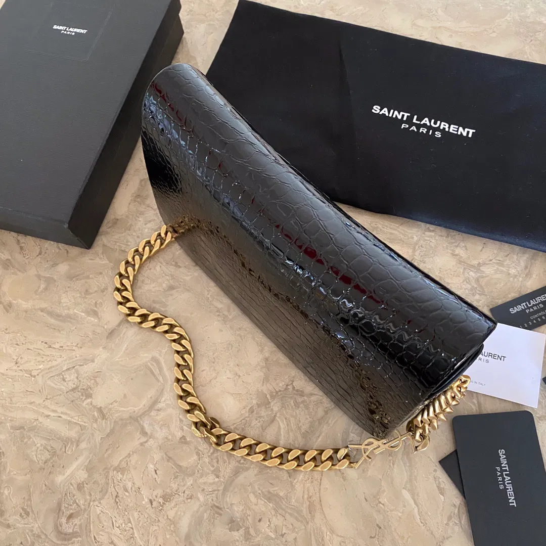 ELISE SHOULDER BAG IN ALLIGATOR-EMBOSSED PATENT LEATHER — image 6