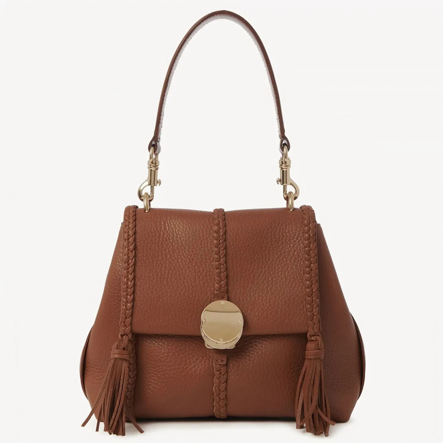 Top Quality Chloe Penelope Small Shoulder Bag in Brown Grained Calfskin
