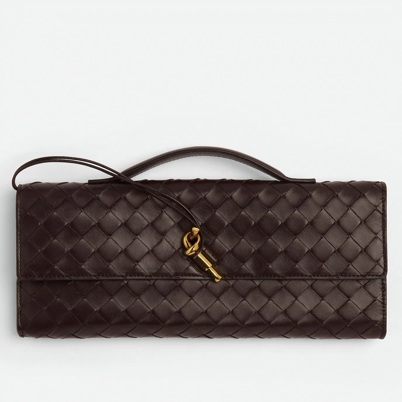 Bottega Veneta Andiamo Clutch with Handle Fondant Intrecciato Lambskin