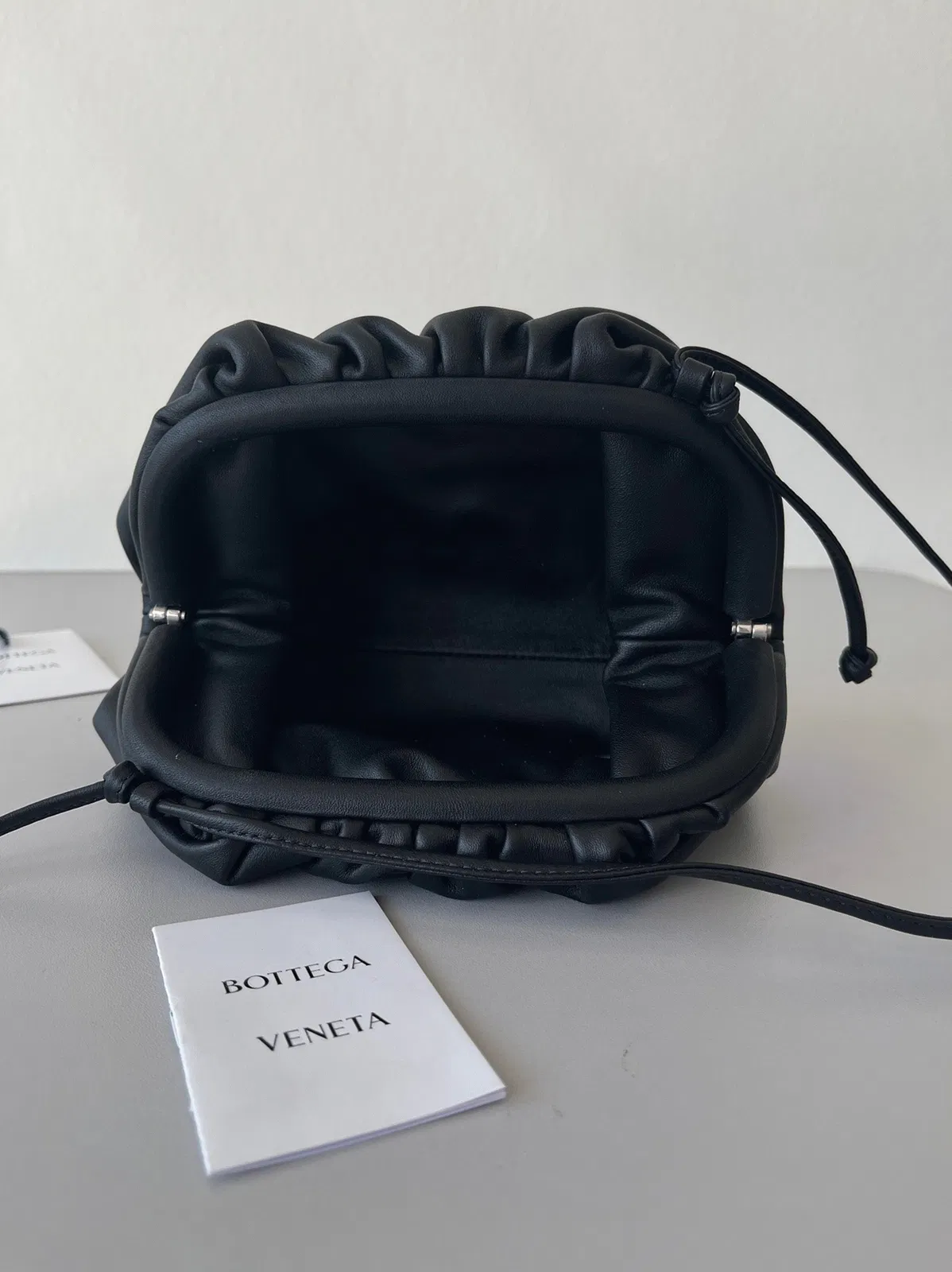 Knockoff Bottega Veneta Mini Pouch with Strap Black — image 7
