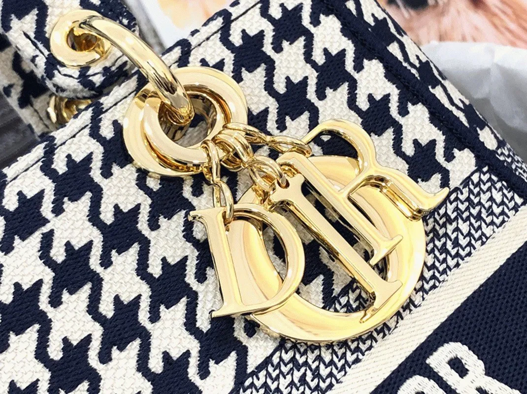 Dior Lady D-Lite Medium Bag in Black White Houndstooth Embroidery — image 4
