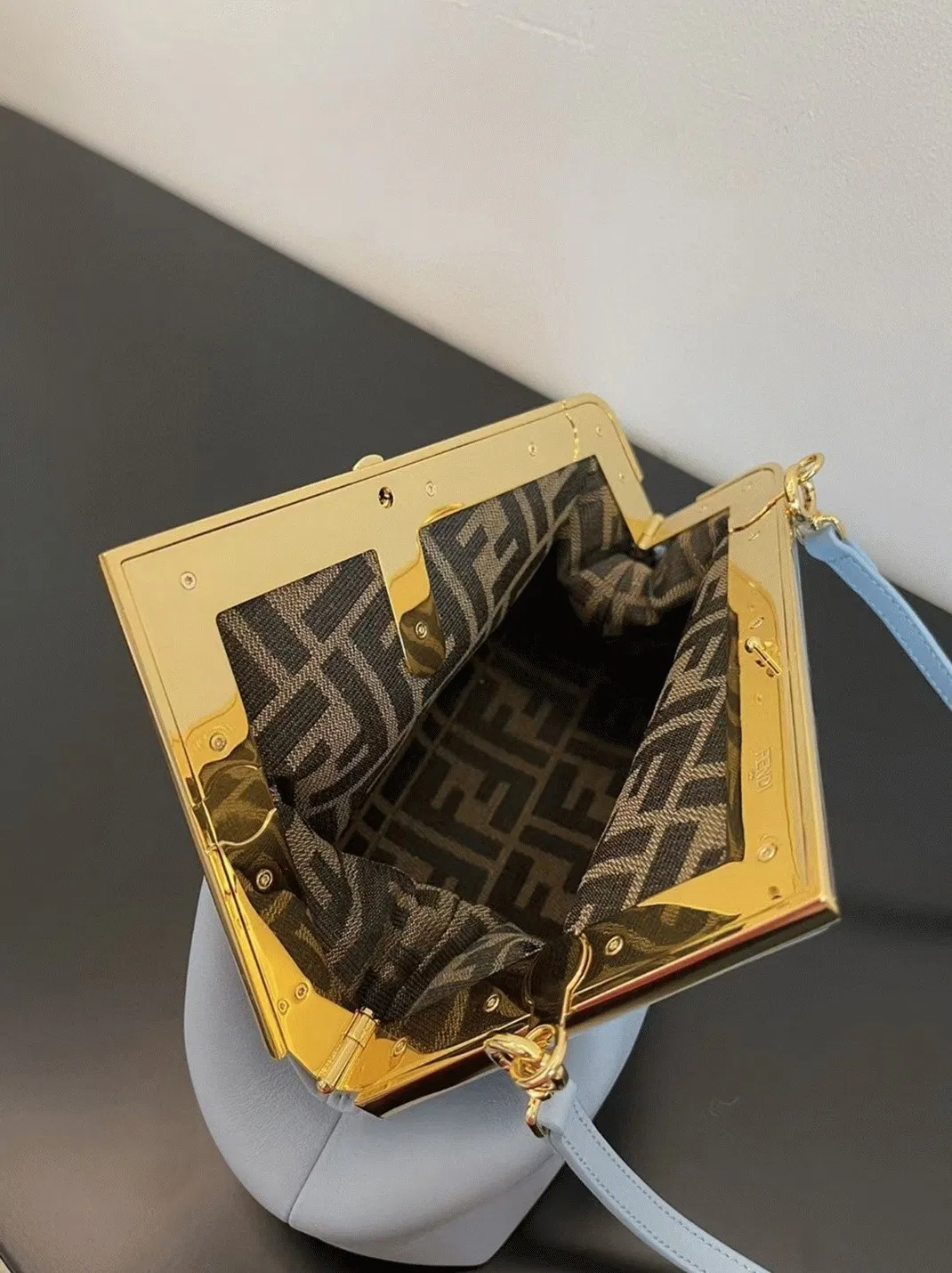 Top Quality Fendi First Medium Bag In Light Blue Nappa Leather — image 5