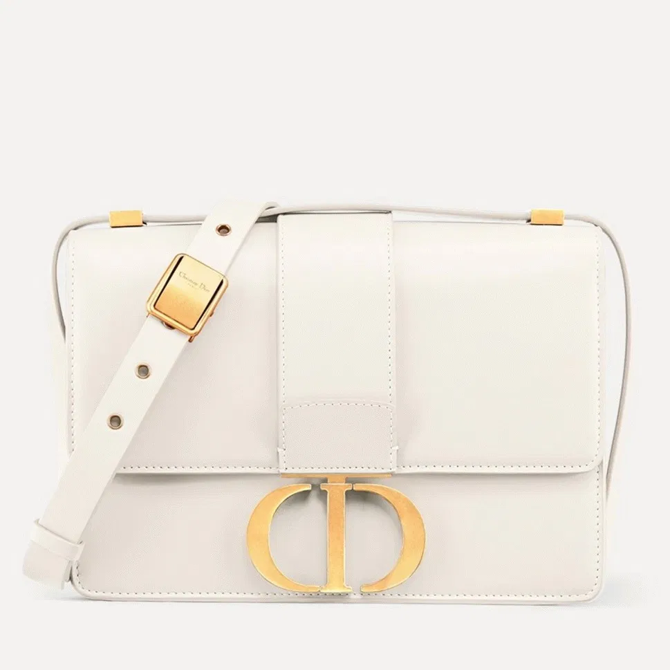 Dior 30 Montaigne Medium Bag in White Box Calfskin