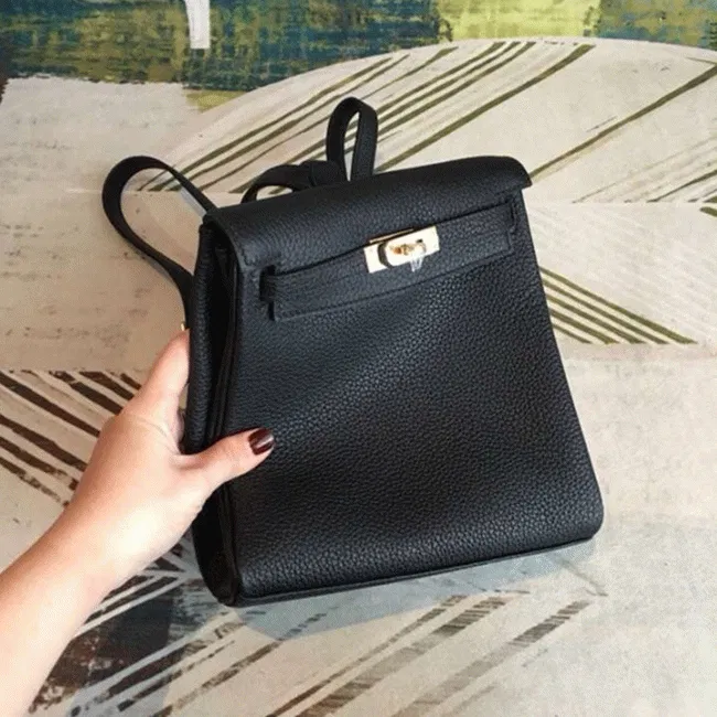 Black Clemence Knockoff Hermes Kelly Ado PM Everyday Backpack — image 2