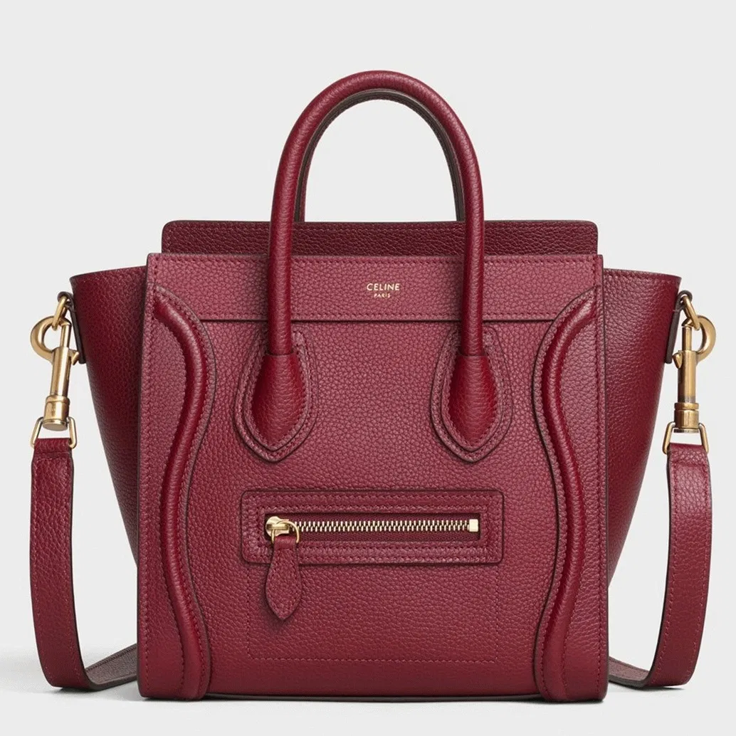 Celine Nano Luggage Tote Bag in Ruby