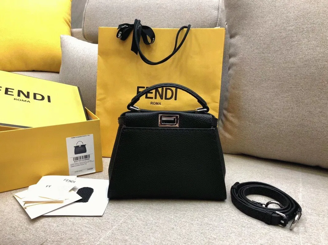 Top Quality Fendi Peekaboo Mini Selleria Bag In Black Romano Leather — image 3