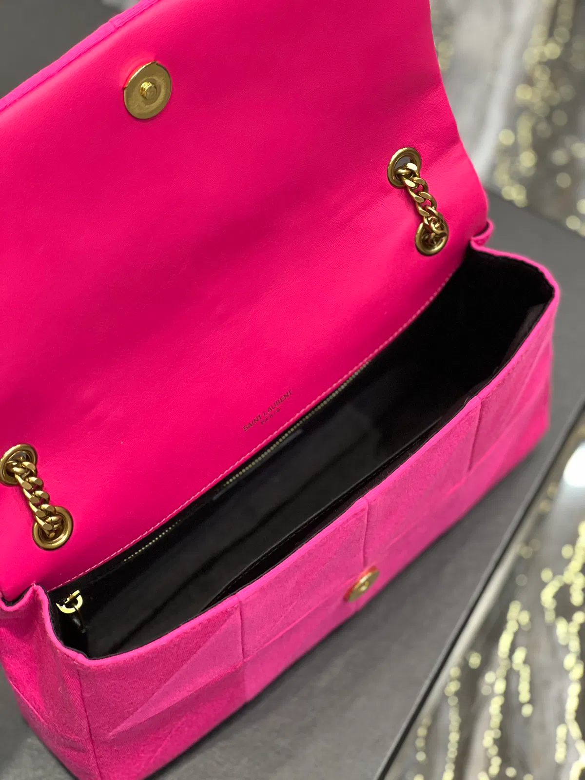 JAMIE MEDIUM CHAIN BAG “CARRÉ RIVE GAUCHE” IN LAMBSKIN AND SUEDE — image 3