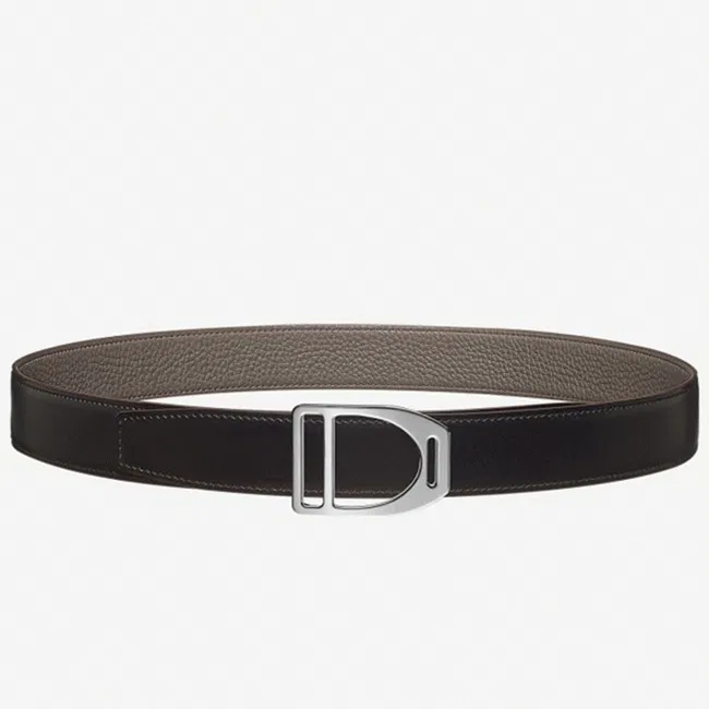 Knockoff Hermes Etrier buckle belt in taupe shade — image 5