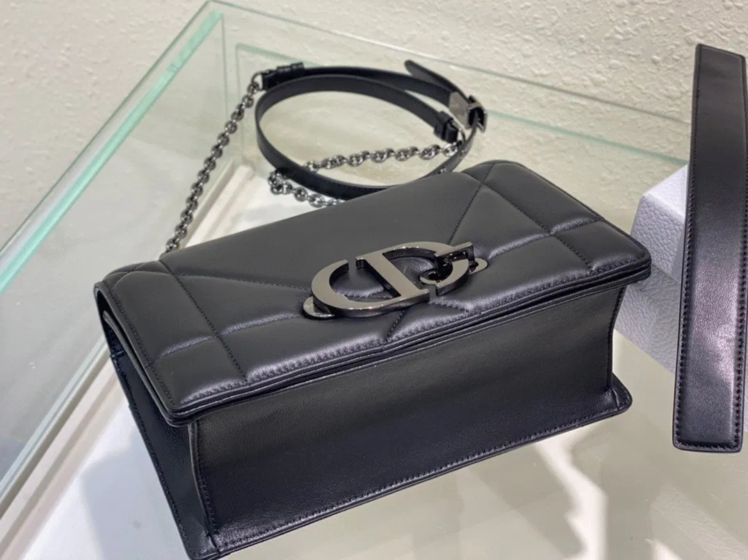Dior 30 Montaigne Chain Bag with Handle in Black Lambskin — image 8