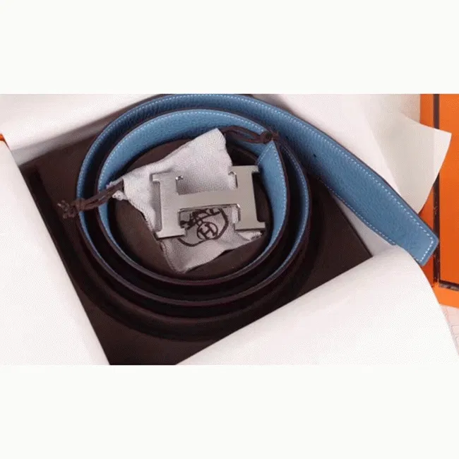designer Hermes H belt buckle in blue shade — image 6