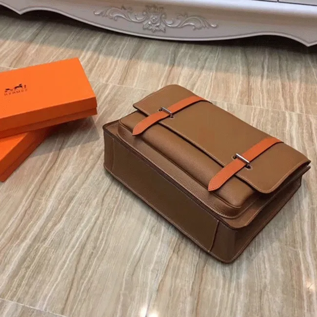 Brown Bicolor Knockoff Hermes Steve Messenger Bag — image 3