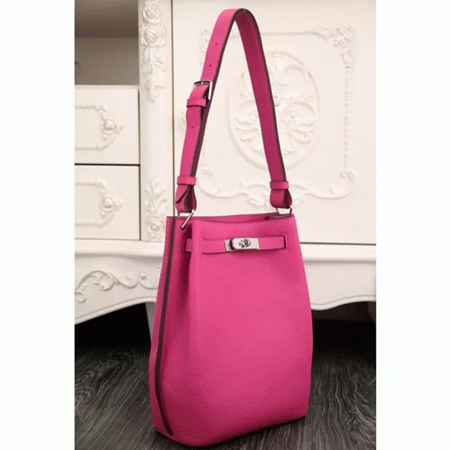 Rose Red Leather Hermes So Kelly 22cm Vivid Shoulder Bag — image 5