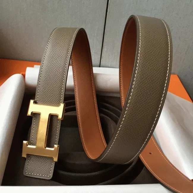 Taupe epsom Hermes belt buckle