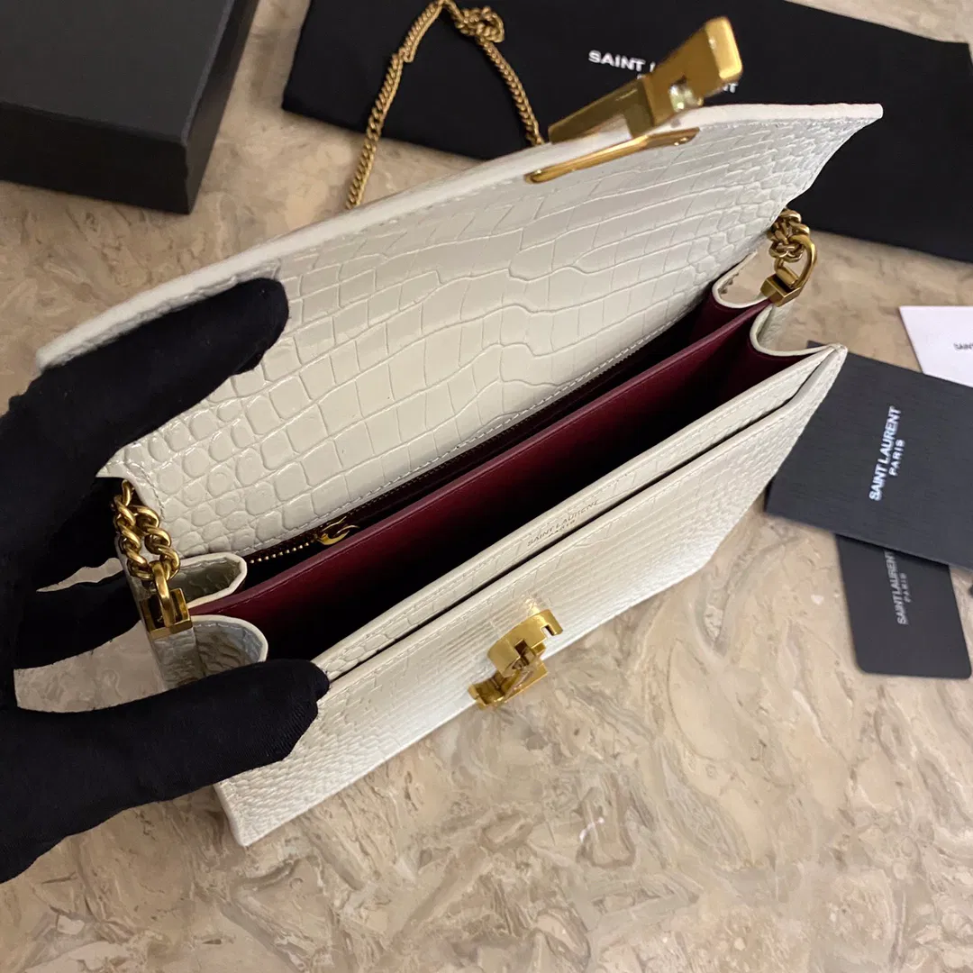 CASSANDRA MONOGRAM CLASP BAG IN CROCODILE EMBOSSED SHINY LEATHER — image 9