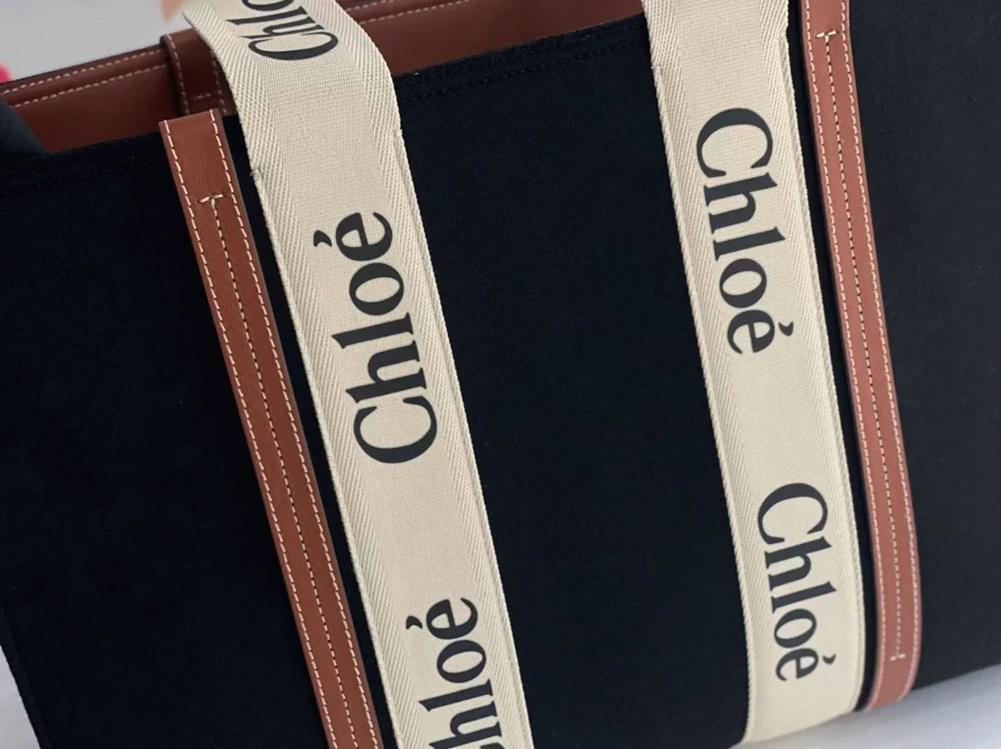 Top Quality Chloe Large Woody Tote Bag In Black Felt — image 4