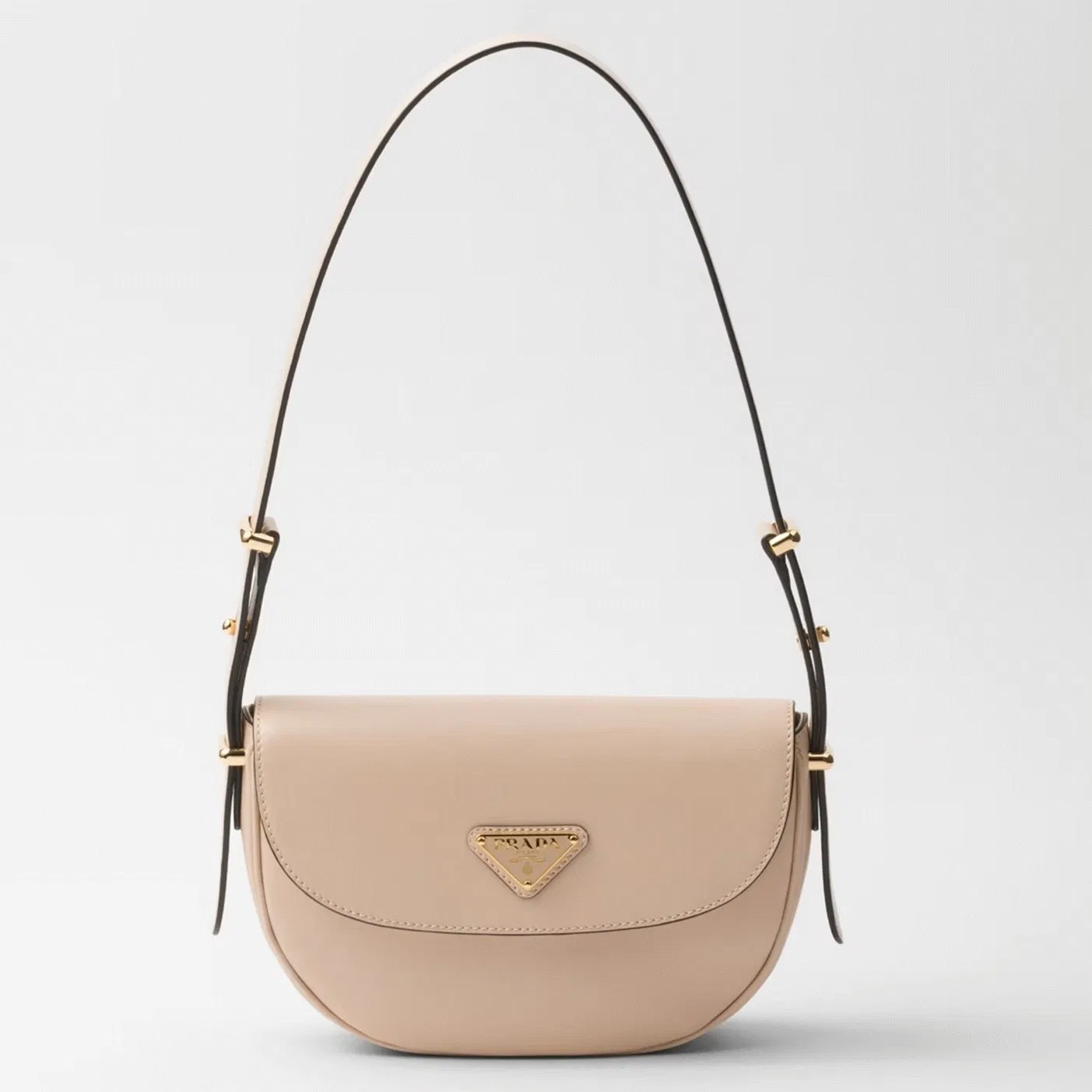 Prada Arque Shoulder Bag with Flap in Beige