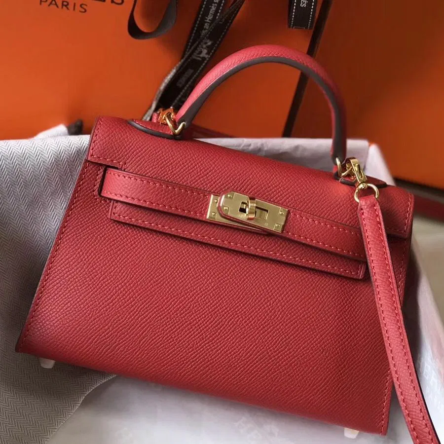 Hermes Kelly Mini II Bag in Rouge Vif