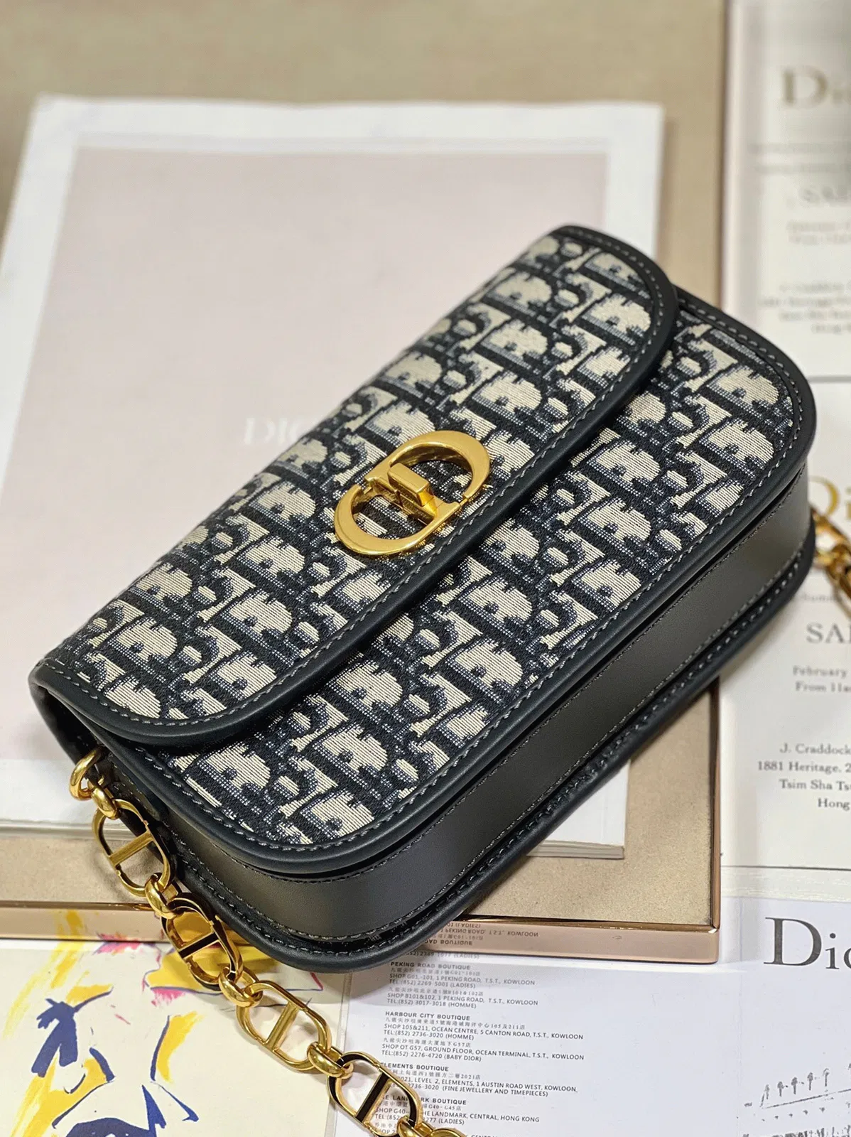 Dior 30 Montaigne Avenue Bag in Blue Dior Oblique Jacquard — image 10