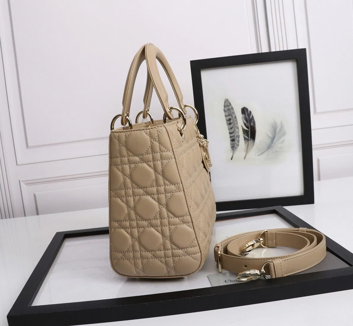 Dior Lady Dior Medium Bag Knockoff in Beige — image 9