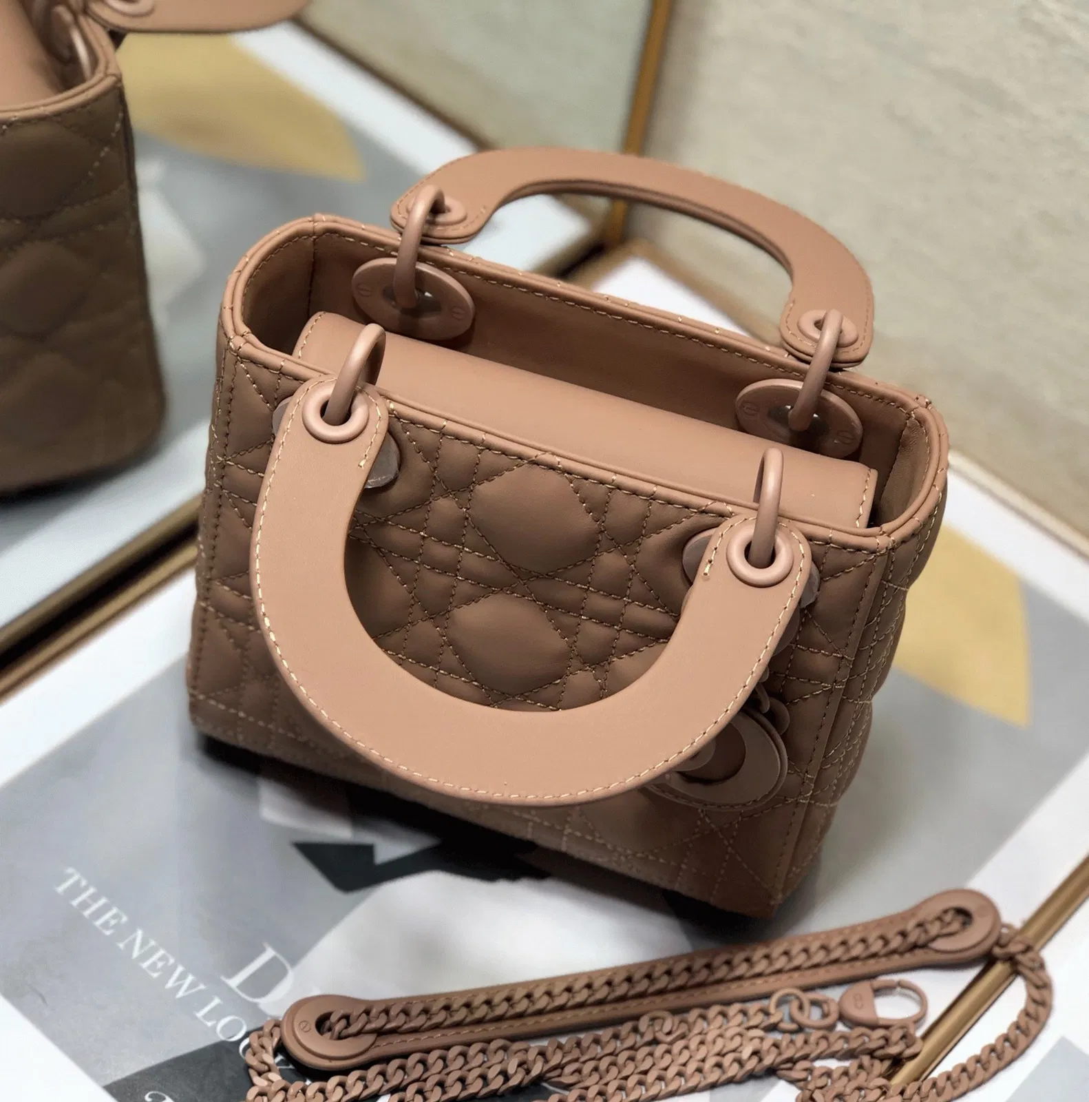 Dior Lady Dior Mini Chain Bag in Blush — image 5