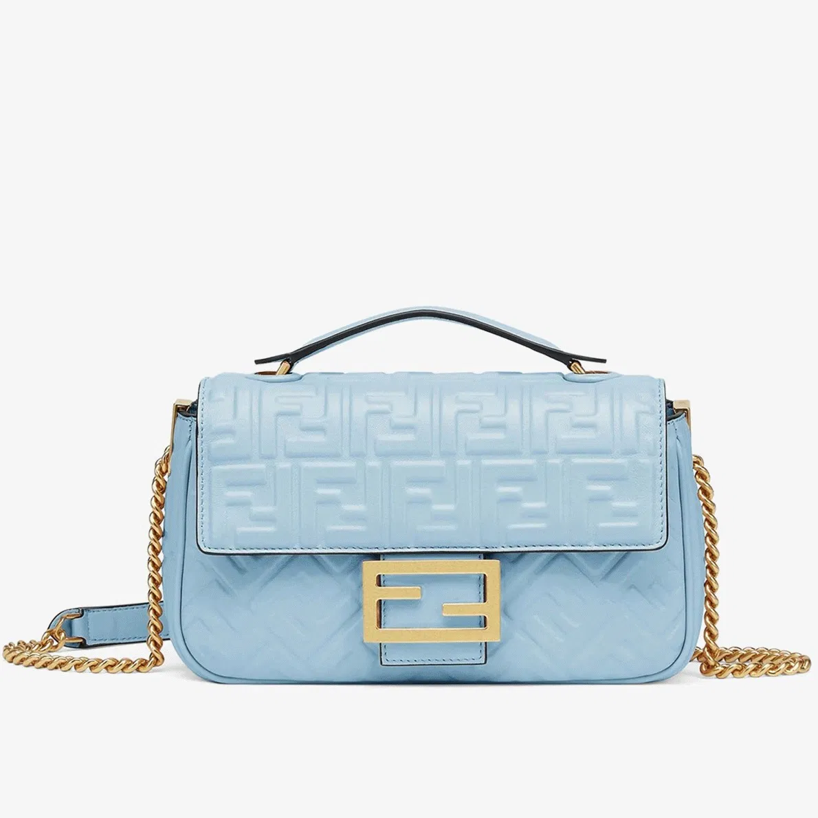 Top Quality Fendi Baguette Chain Midi Bag In Blue