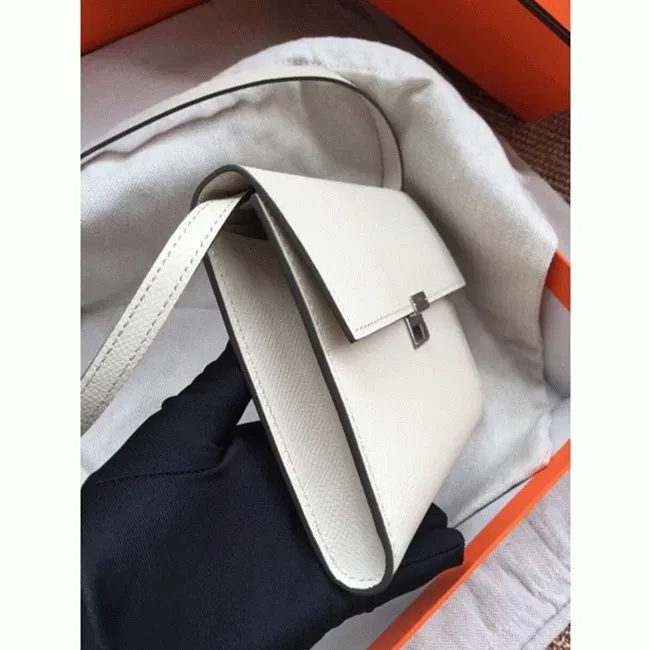 White top knockoff Hermes Clic wallet with strap — image 4