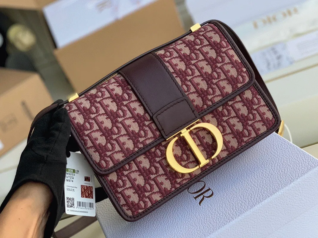 Dior 30 Montaigne Medium Bag Knockoff in Bordeaux Dior Oblique Jacquard — image 6