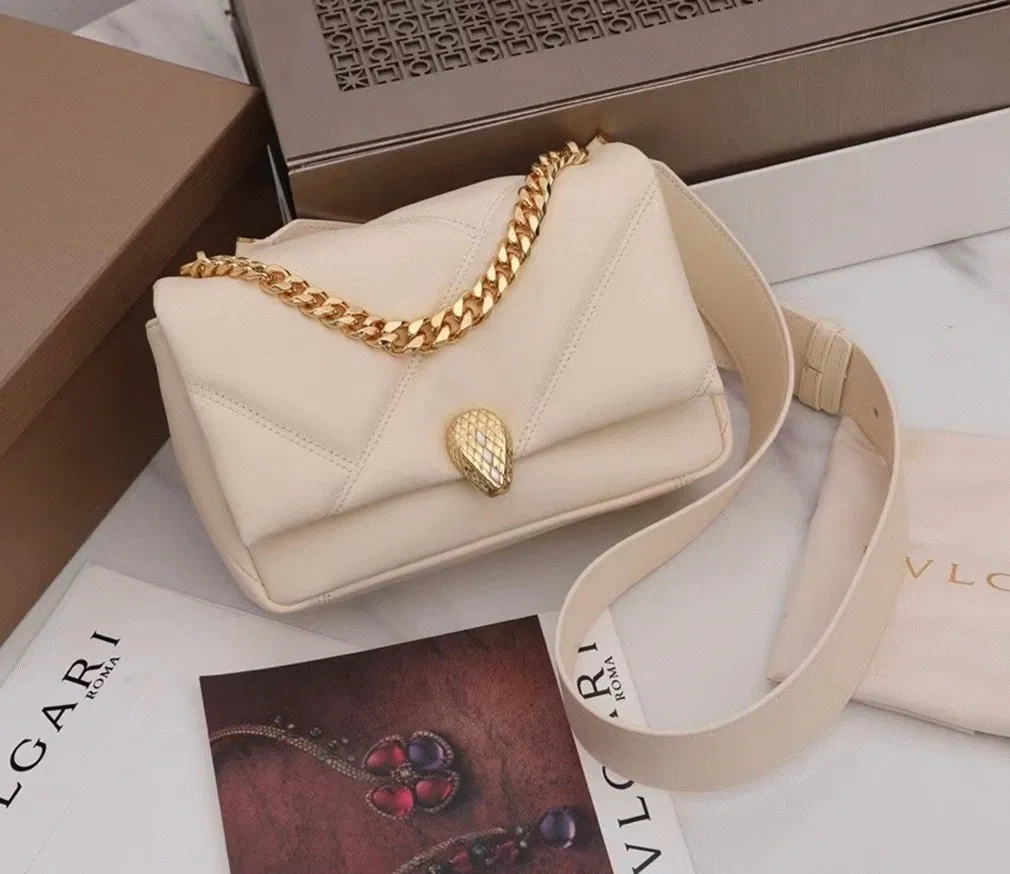 Knockoff Bvlgari Serpenti Cabochon Small Bag White Leather — image 5