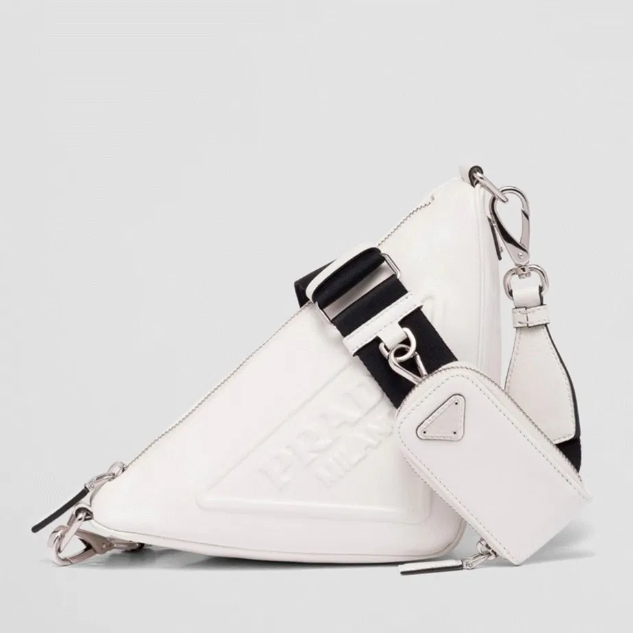 Prada Triangle Shoulder Bag in White