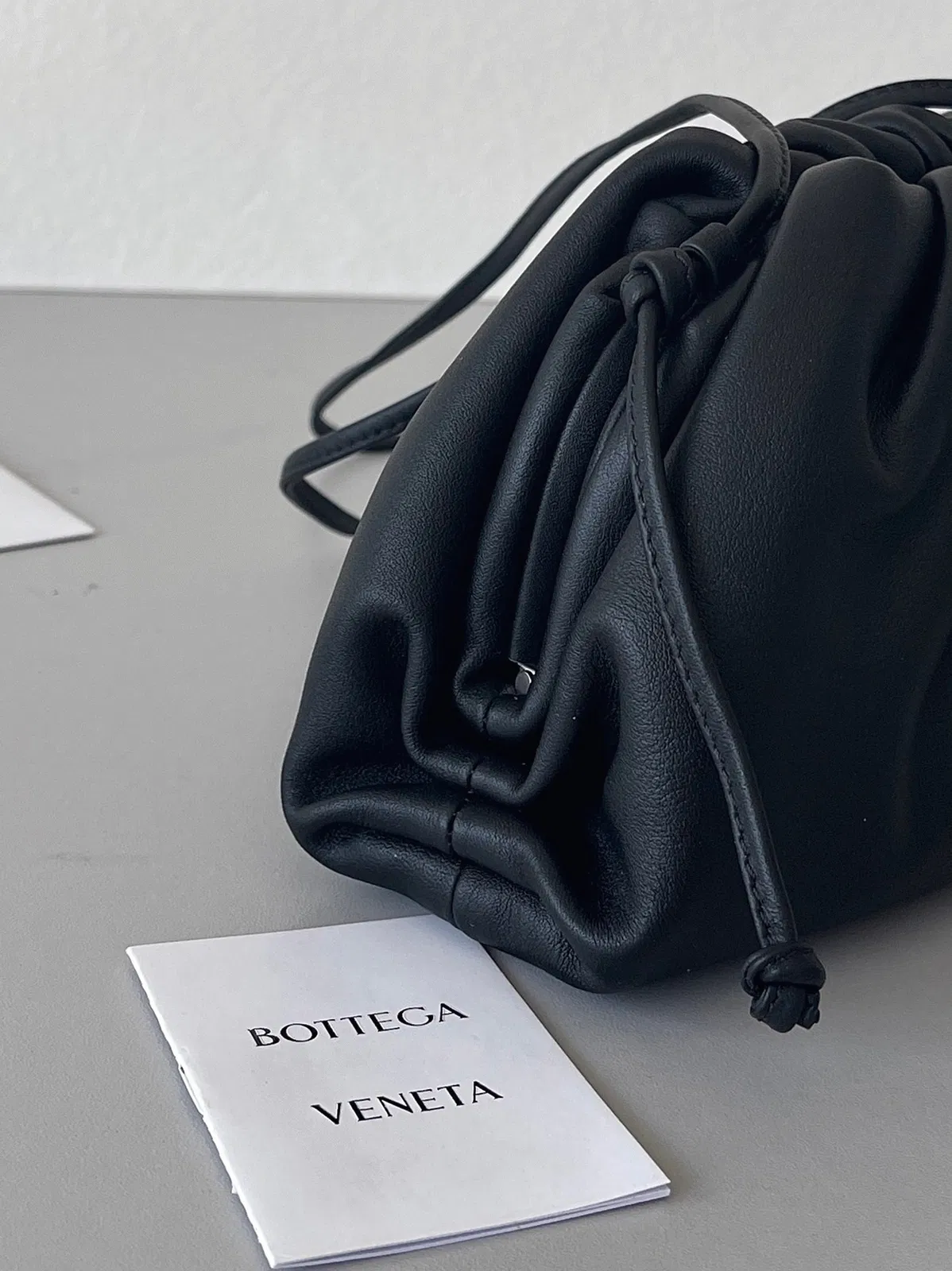 Knockoff Bottega Veneta Mini Pouch with Strap Black — image 3