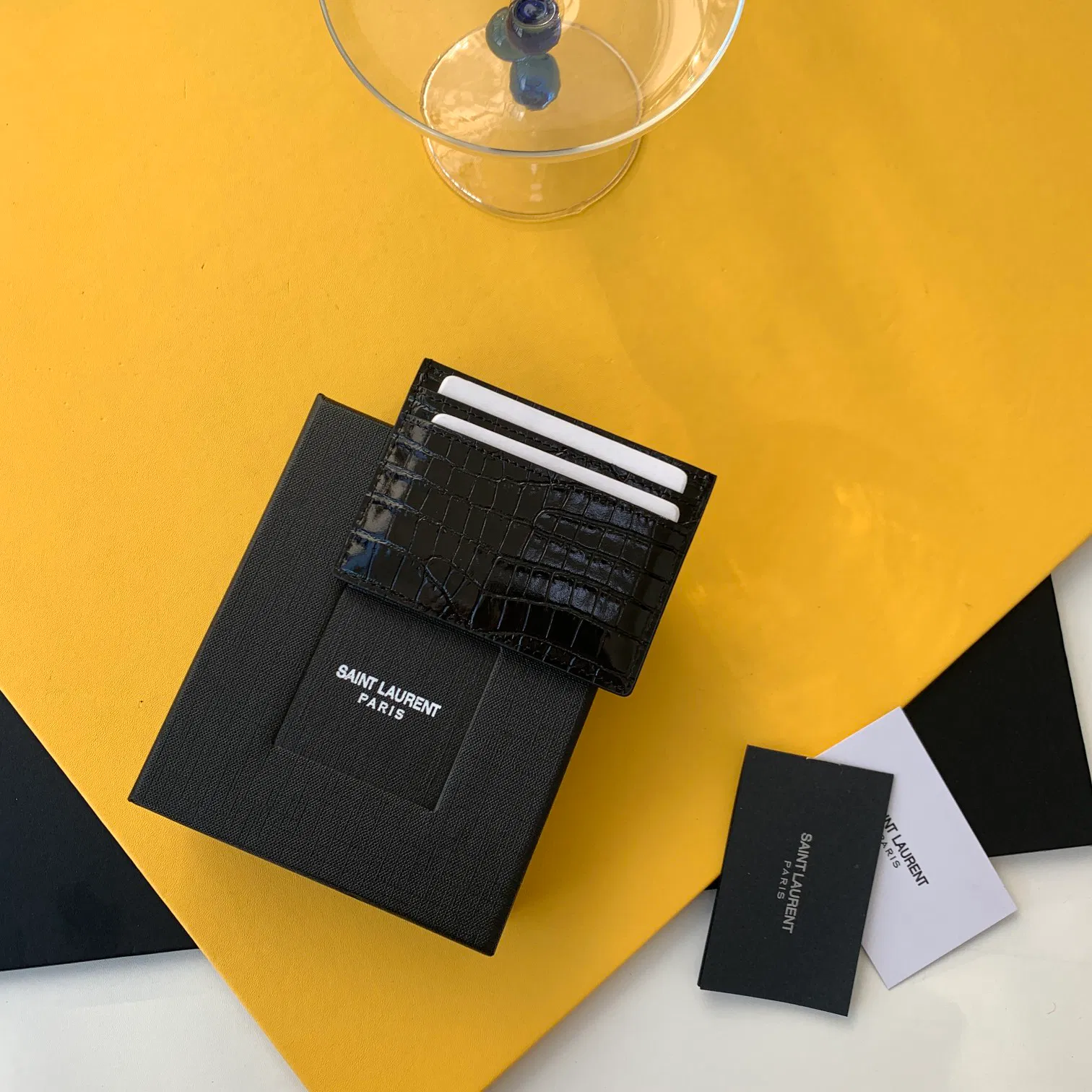 CASSANDRE MATELASSÉ CARD CASE IN GRAIN DE POUDRE EMBOSSED LEATHER — image 2
